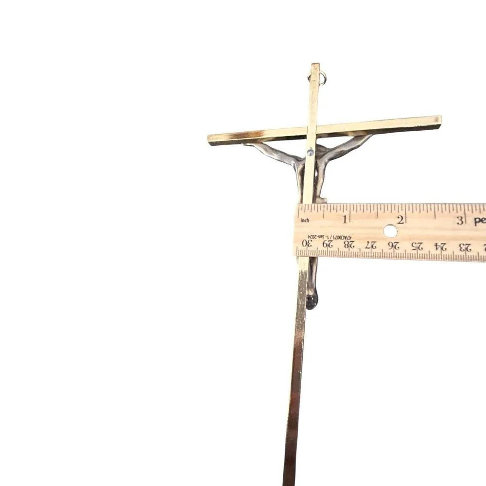 Vintage INRI Brass Hanging‎ Crucifix/Jesus on the Cross 10''